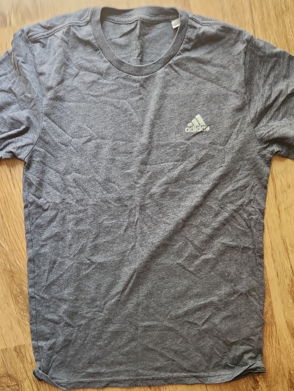 Adidas Boys Gray Navy Crew Neck Athletic T-Shirt S